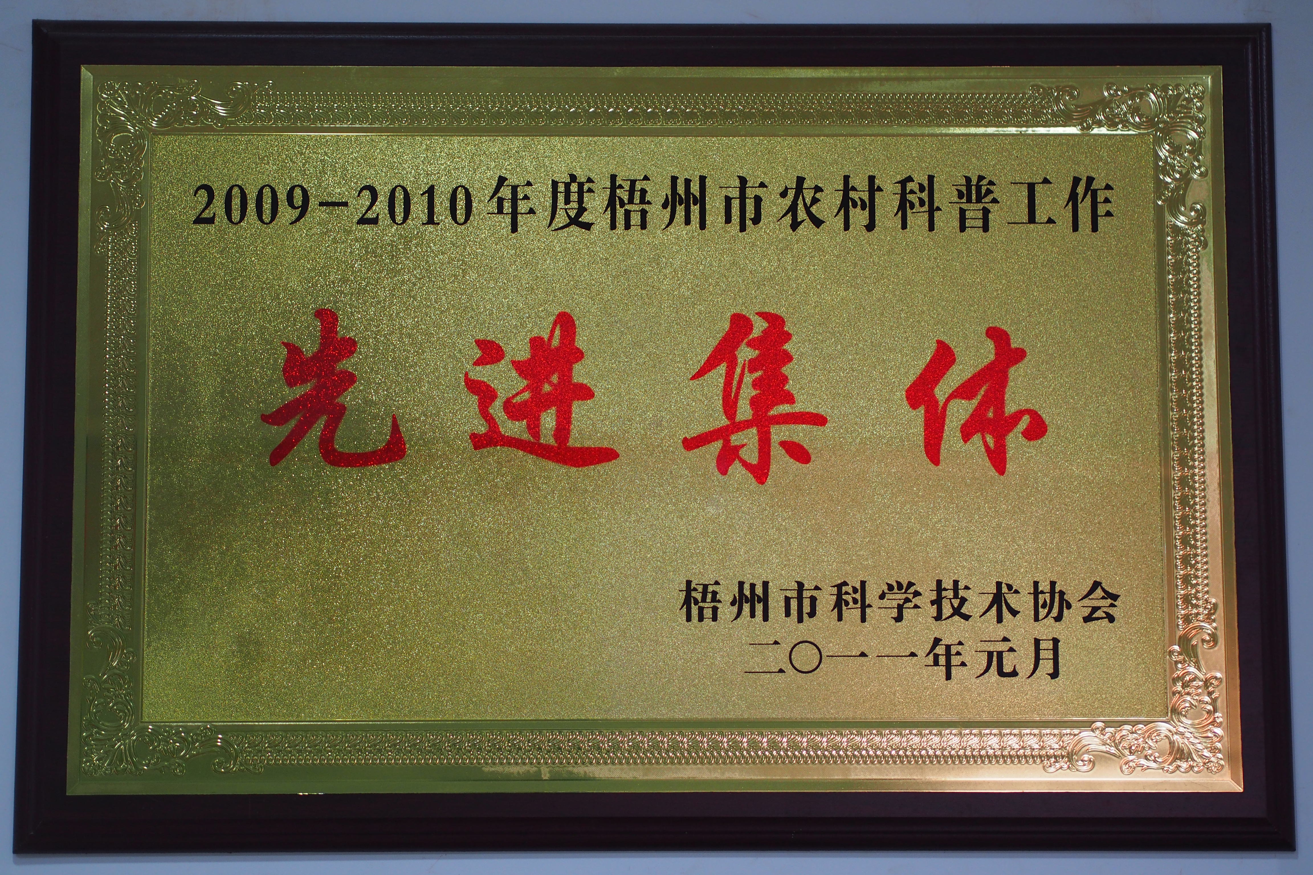 梧州市农村科普工作先进集体